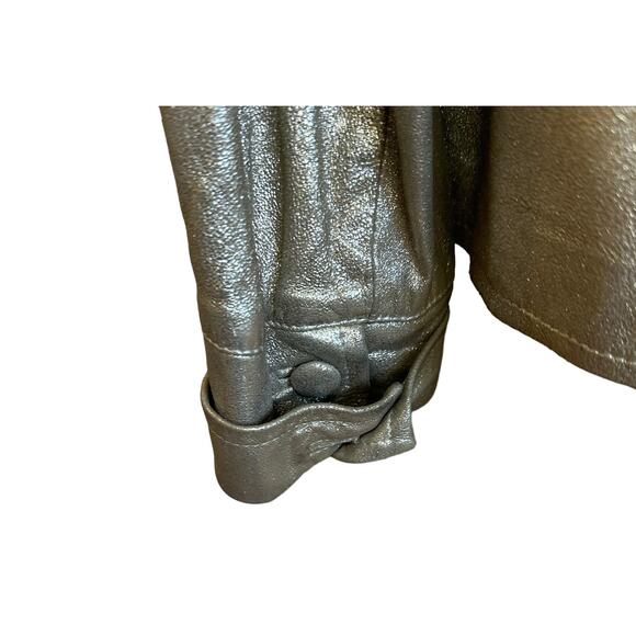 Iceberg Gold Button Down Leather Shirt Jacket sz 42=Small - Picture 6 of 11